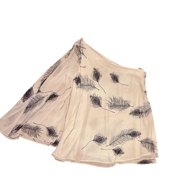 Vintage Y2K Topshop Cream/Black Flutter One Shoulder Feather Blouse Size 4/Small - Picture 1 of 10